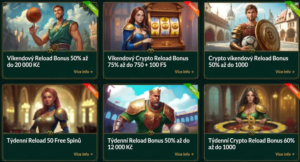 Casinia propagační bannery pro týdenní cashback a okamžitý rakeback.